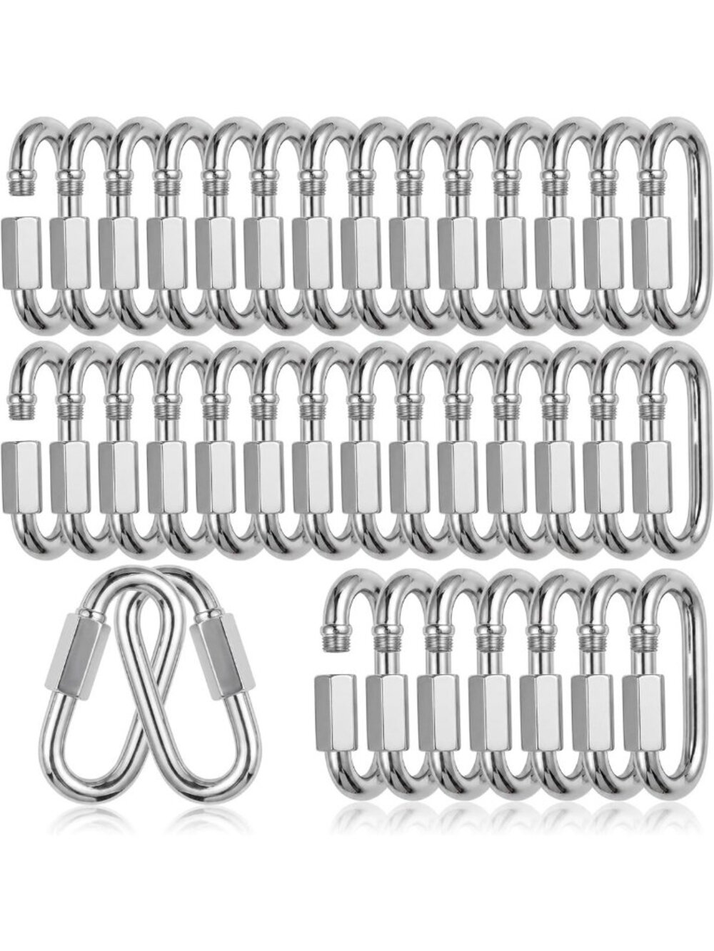100PCS Heavy Duty Quick Links 1/4" Carabiner Clips 620lbs Capacity for Safety
